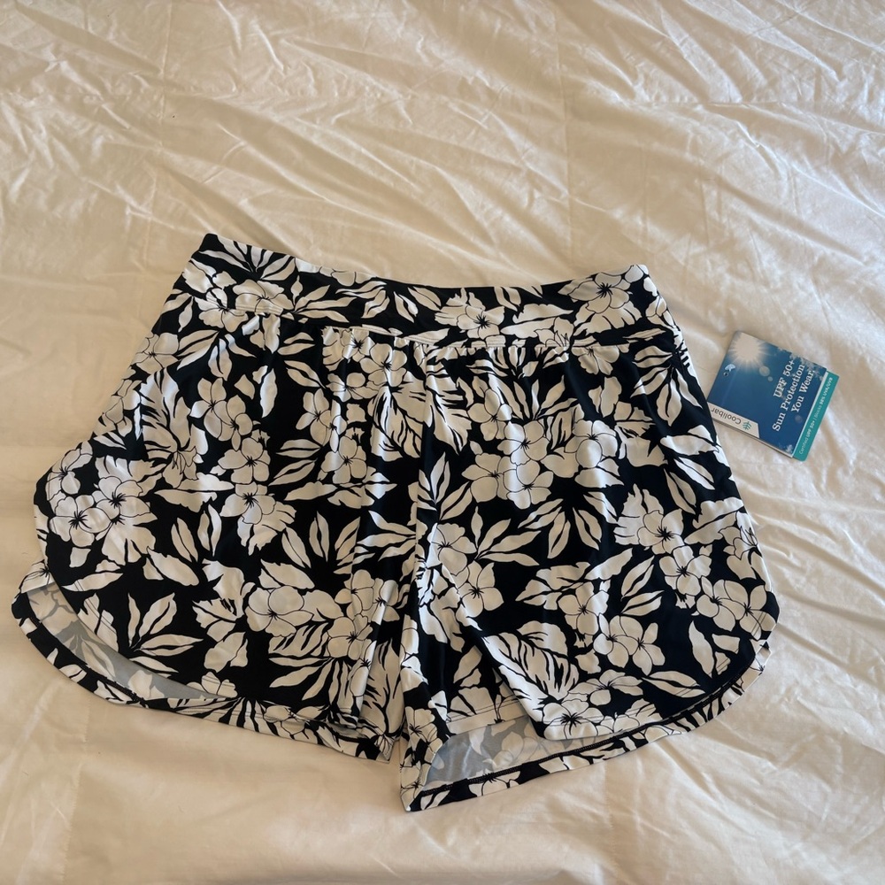 Coolibar Black and White Floral Women's Swim Bottoms